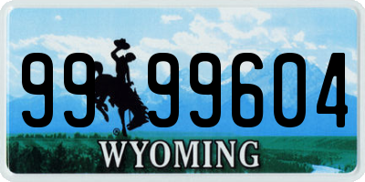 WY license plate 9999604