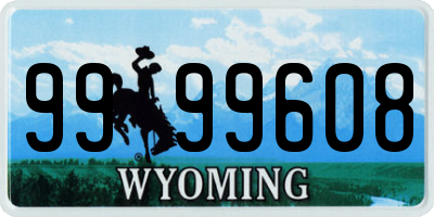 WY license plate 9999608