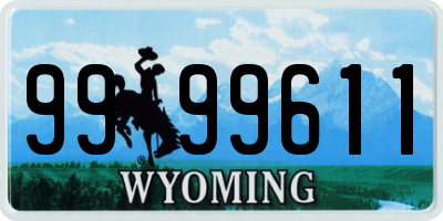 WY license plate 9999611