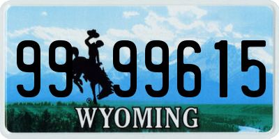 WY license plate 9999615