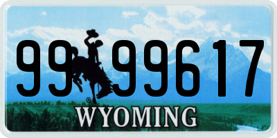 WY license plate 9999617