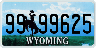WY license plate 9999625