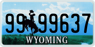 WY license plate 9999637