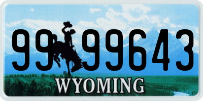 WY license plate 9999643