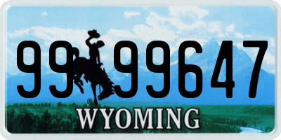 WY license plate 9999647