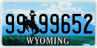 WY license plate 9999652