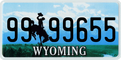 WY license plate 9999655