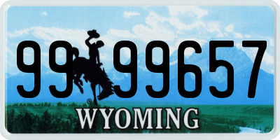 WY license plate 9999657