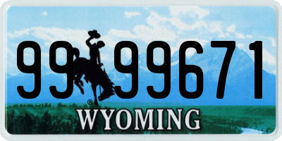 WY license plate 9999671