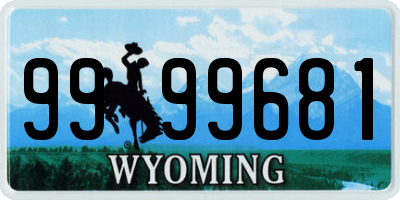 WY license plate 9999681