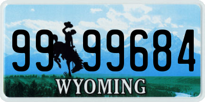 WY license plate 9999684