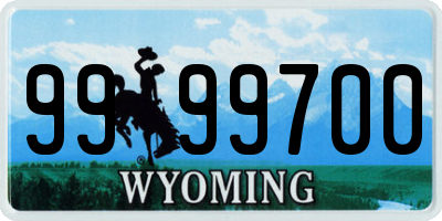 WY license plate 9999700