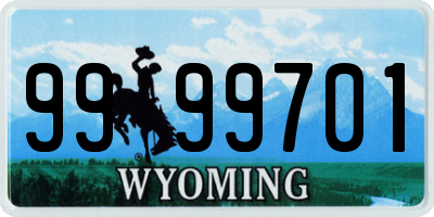 WY license plate 9999701