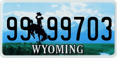 WY license plate 9999703