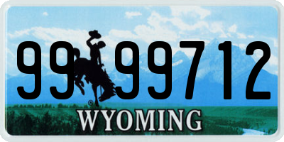 WY license plate 9999712
