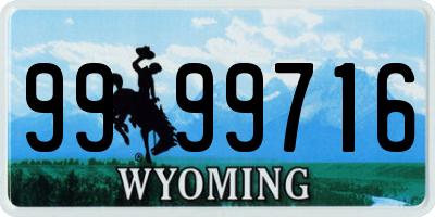 WY license plate 9999716