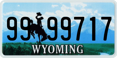WY license plate 9999717