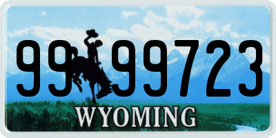 WY license plate 9999723