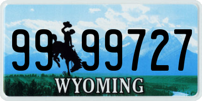 WY license plate 9999727