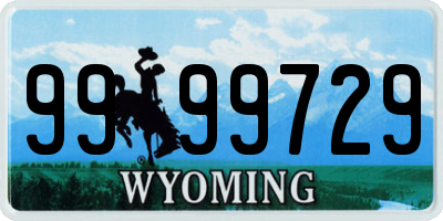 WY license plate 9999729