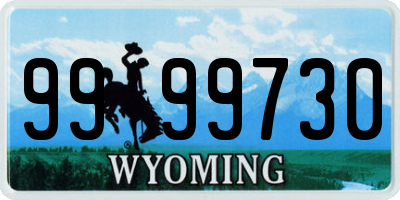 WY license plate 9999730