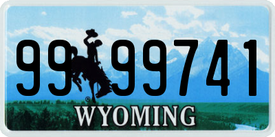 WY license plate 9999741