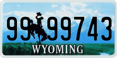 WY license plate 9999743