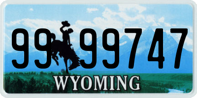 WY license plate 9999747