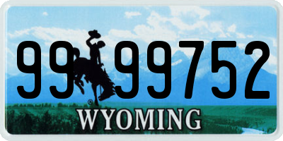 WY license plate 9999752