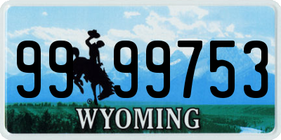 WY license plate 9999753
