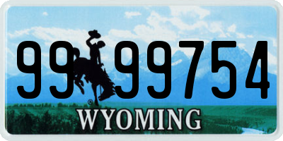 WY license plate 9999754