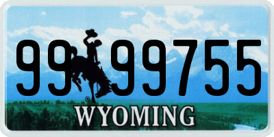 WY license plate 9999755
