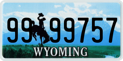 WY license plate 9999757