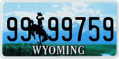 WY license plate 9999759
