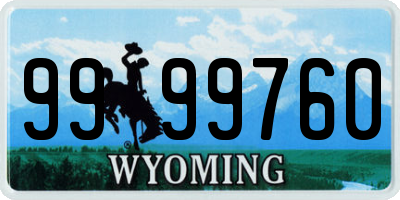 WY license plate 9999760