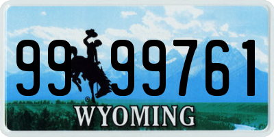 WY license plate 9999761