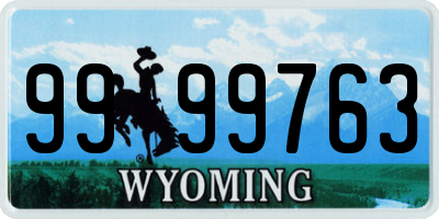 WY license plate 9999763