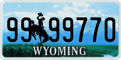 WY license plate 9999770