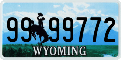WY license plate 9999772