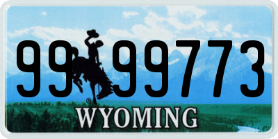 WY license plate 9999773