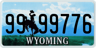 WY license plate 9999776