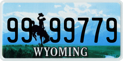 WY license plate 9999779