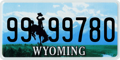 WY license plate 9999780
