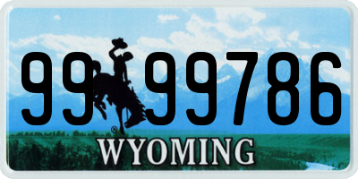 WY license plate 9999786