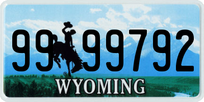WY license plate 9999792