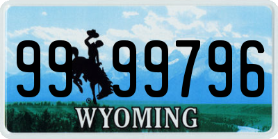 WY license plate 9999796