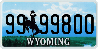 WY license plate 9999800