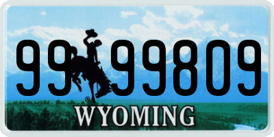 WY license plate 9999809