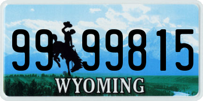 WY license plate 9999815