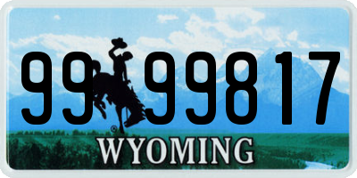 WY license plate 9999817